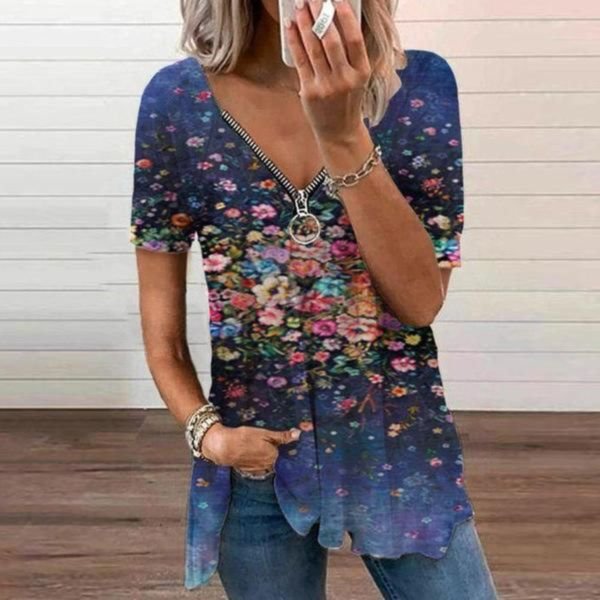 Chic Print Short Sleeve Top