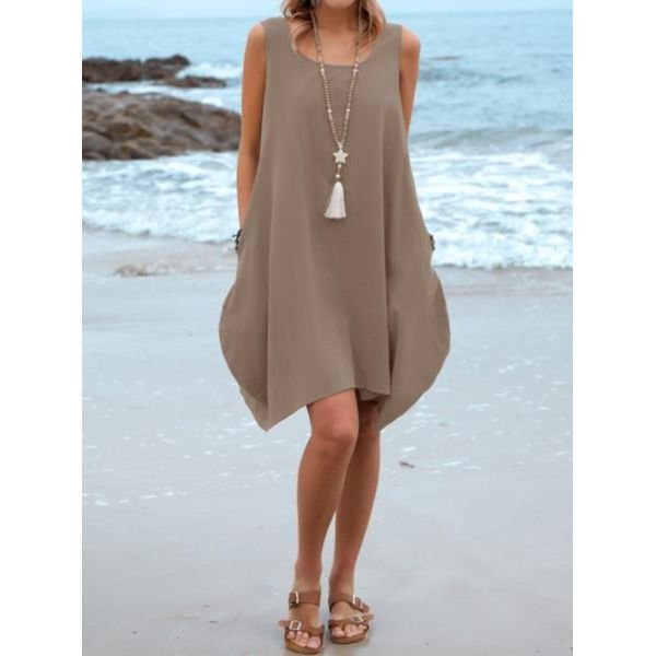 Classy Plain Sleeveless Mini Dress