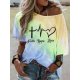 Youthful Round Neck Print 3/4 Sleeve Top