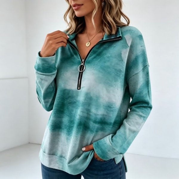 Fresh V-Neck Green Print Top