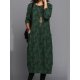 Temperament Round Neck Long Sleeve Print Midi Dress