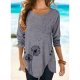 Casual Round Neck Print Long Sleeve Top