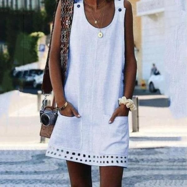 Chic Sleeveless Plain Mini Dress