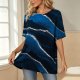 Attractive Print Round Neck Blue Top