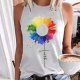 Colorful Print Round Neck Sleeveless Top