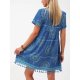 RPrint Blue Short Sleeve Mini Dress